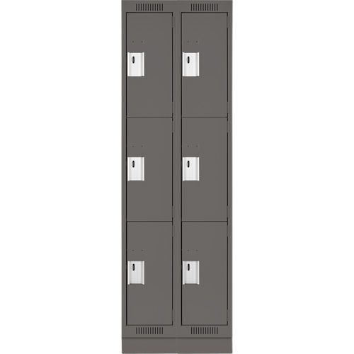 Clean Line Lockers, 3 -tier, Bank of 2, 24" x 18" x 76", Steel, Charcoal, Rivet (Assembled) Distribution Jean Lapalme