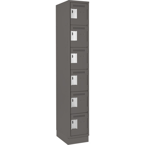 Clean Line Lockerette, 6 -tier, 12" x 18" x 76", Steel, Charcoal, Rivet (Assembled) Distribution Jean Lapalme