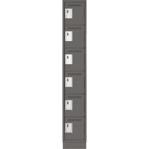 Clean Line Lockerette, 6 -tier, 12" x 18" x 76", Steel, Charcoal, Rivet (Assembled) Distribution Jean Lapalme