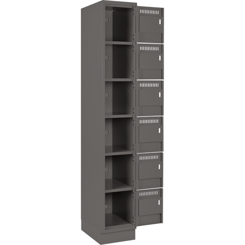 Clean Line Lockerette, 6 -tier, Bank of 3, 36" x 18" x 76", Steel, Charcoal, Rivet (Assembled) Distribution Jean Lapalme