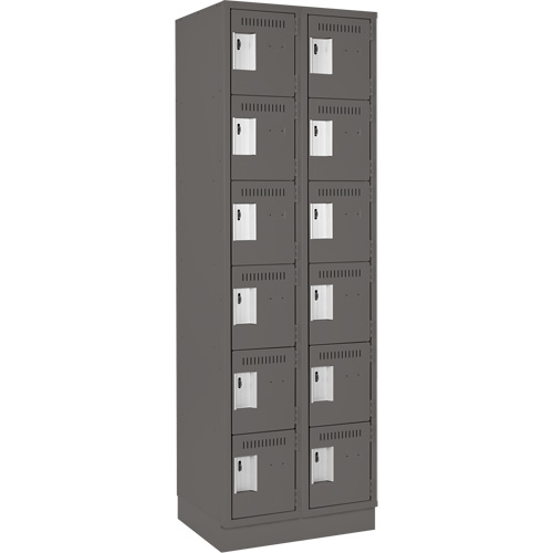 Clean Line Lockerette, 6 -tier, Bank of 2, 24" x 18" x 76", Steel, Charcoal, Rivet (Assembled) Distribution Jean Lapalme