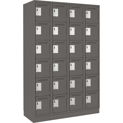 Clean Line Lockerette, 6 -tier, Bank of 4, 48" x 18" x 76", Steel, Charcoal, Rivet (Assembled) Distribution Jean Lapalme