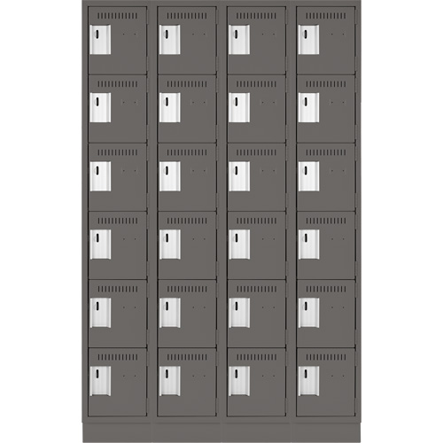 Clean Line Lockerette, 6 -tier, Bank of 4, 48" x 18" x 76", Steel, Charcoal, Rivet (Assembled) Distribution Jean Lapalme