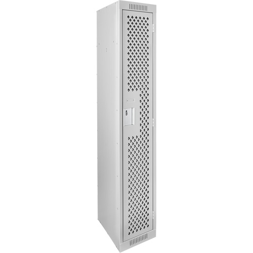 Clean Line Lockers, 12" x 15" x 72", Steel, Grey, Rivet (Assembled), Perforated Distribution Jean Lapalme