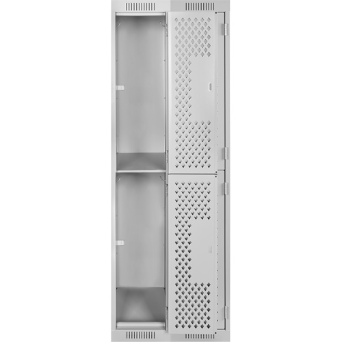 Clean Line Lockers, 2 -tier, Bank of 2, 24" x 12" x 72", Steel, Grey, Rivet (Assembled), Perforated Distribution Jean Lapalme