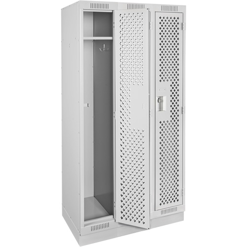 Clean Line Lockers, Bank of 3, 36" x 18" x 76", Steel, Grey, Rivet (Assembled), Perforated Distribution Jean Lapalme