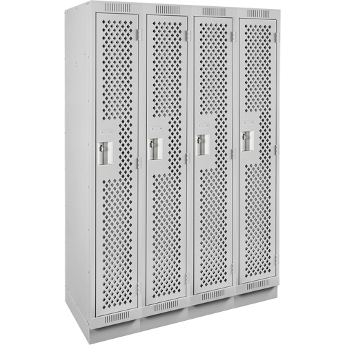Clean Line Lockers, Bank of 4, 48" x 18" x 76", Steel, Grey, Rivet (Assembled), Perforated Distribution Jean Lapalme