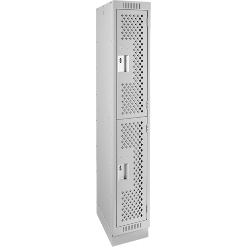 Clean Line Lockers, 2 -tier, 12" x 12" x 76", Steel, Grey, Rivet (Assembled), Perforated Distribution Jean Lapalme