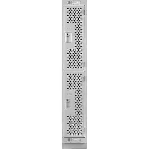 Clean Line Lockers, 2 -tier, 12" x 12" x 76", Steel, Grey, Rivet (Assembled), Perforated Distribution Jean Lapalme