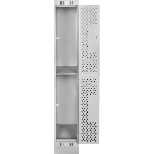 Clean Line Lockers, 2 -tier, 12" x 12" x 76", Steel, Grey, Rivet (Assembled), Perforated Distribution Jean Lapalme