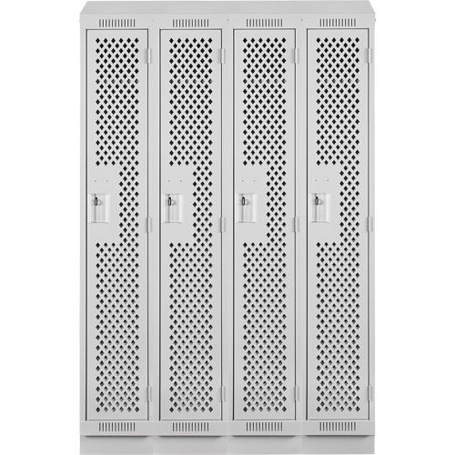 Clean Line Lockers, Bank of 4, 48" x 15" x 82", Steel, Grey, Rivet (Assembled), Perforated Distribution Jean Lapalme