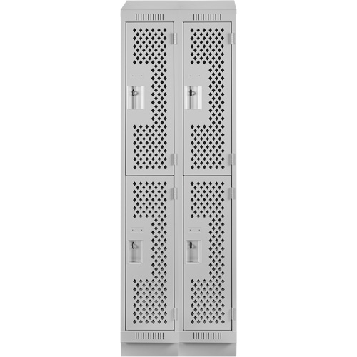 Casiers Clean Line, 2 niveaux, Bloc de 2, 24" x 18" x 82", Acier, Gris, Rivet (assembl&eacute;), Perfor&eacute; Distribution Jean Lapalme