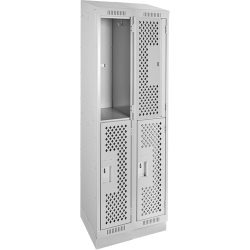 Casiers Clean Line, 2 niveaux, Bloc de 2, 24" x 18" x 82", Acier, Gris, Rivet (assembl&eacute;), Perfor&eacute; Distribution Jean Lapalme