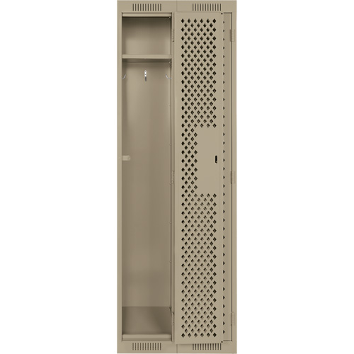Clean Line Lockers, Bank of 2, 24" x 15" x 72", Steel, Beige, Rivet (Assembled), Perforated Distribution Jean Lapalme