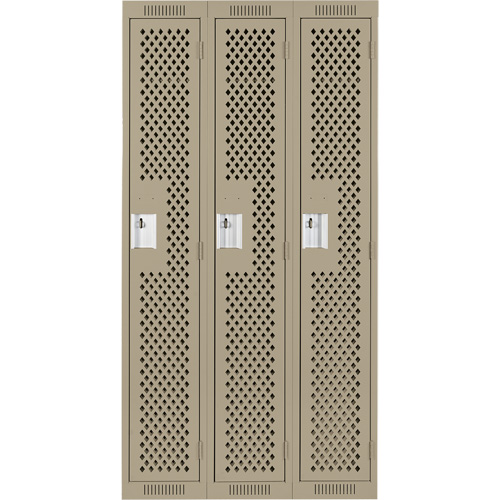 Casiers Clean Line, Bloc de 3, 36" x 15" x 72", Acier, Beige, Rivet (assembl&eacute;), Perfor&eacute; Distribution Jean Lapalme