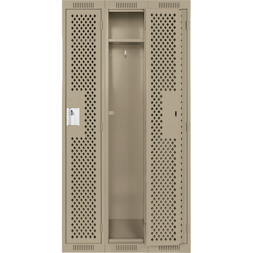 Casiers Clean Line, Bloc de 3, 36" x 15" x 72", Acier, Beige, Rivet (assembl&eacute;), Perfor&eacute; Distribution Jean Lapalme