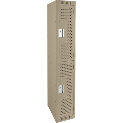 Casiers Clean Line, 2 niveaux, 12" x 12" x 72", Acier, Beige, Rivet (assembl&eacute;), Perfor&eacute; Distribution Jean Lapalme