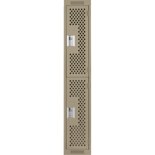Casiers Clean Line, 2 niveaux, 12" x 12" x 72", Acier, Beige, Rivet (assembl&eacute;), Perfor&eacute; Distribution Jean Lapalme