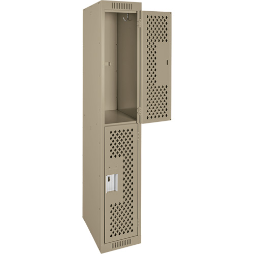 Casiers Clean Line, 2 niveaux, 12" x 12" x 72", Acier, Beige, Rivet (assembl&eacute;), Perfor&eacute; Distribution Jean Lapalme