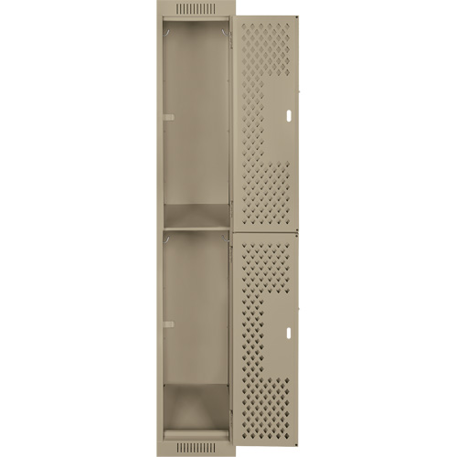 Casiers Clean Line, 2 niveaux, 12" x 12" x 72", Acier, Beige, Rivet (assembl&eacute;), Perfor&eacute; Distribution Jean Lapalme