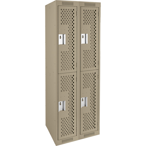 Casiers Clean Line, 2 niveaux, Bloc de 2, 24" x 12" x 72", Acier, Beige, Rivet (assembl&eacute;), Perfor&eacute; Distribution Jean Lapalme