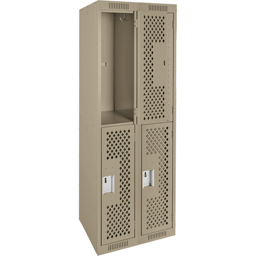 Casiers Clean Line, 2 niveaux, Bloc de 2, 24" x 12" x 72", Acier, Beige, Rivet (assembl&eacute;), Perfor&eacute; Distribution Jean Lapalme