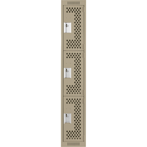 Casiers Clean Line, 3 niveaux, 12" x 12" x 72", Acier, Beige, Rivet (assembl&eacute;), Perfor&eacute; Distribution Jean Lapalme