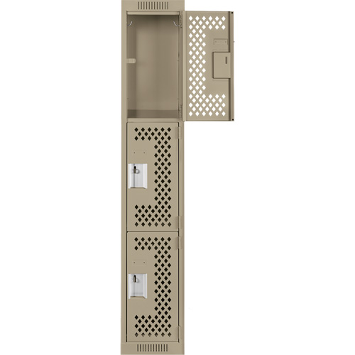 Casiers Clean Line, 3 niveaux, 12" x 12" x 72", Acier, Beige, Rivet (assembl&eacute;), Perfor&eacute; Distribution Jean Lapalme