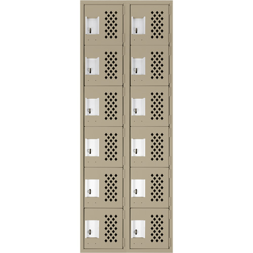 Petit casier perfor&eacute; Clean-Line, 6 niveaux, Bloc de 2, 15" x 72" x 12", Acier Distribution Jean Lapalme