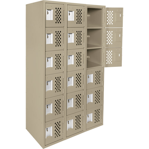 Petit casier perfor&eacute; Clean-Line, 6 niveaux, Bloc de 3, 15" x 72" x 12", Acier Distribution Jean Lapalme
