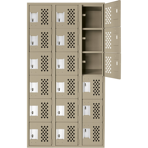 Petit casier perfor&eacute; Clean-Line, 6 niveaux, Bloc de 3, 15" x 72" x 12", Acier Distribution Jean Lapalme