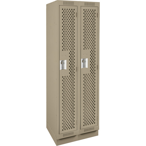 Clean Line Lockers, Bank of 2, 24" x 18" x 76", Steel, Beige, Rivet (Assembled), Perforated Distribution Jean Lapalme