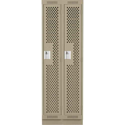 Clean Line Lockers, Bank of 2, 24" x 18" x 76", Steel, Beige, Rivet (Assembled), Perforated Distribution Jean Lapalme