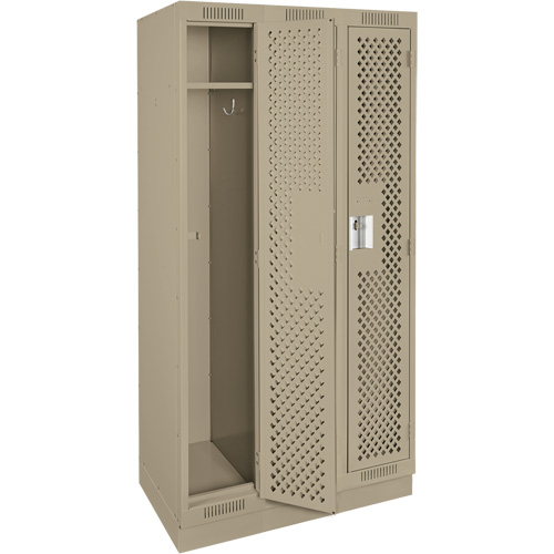Clean Line Lockers, Bank of 3, 36" x 18" x 76", Steel, Beige, Rivet (Assembled), Perforated Distribution Jean Lapalme