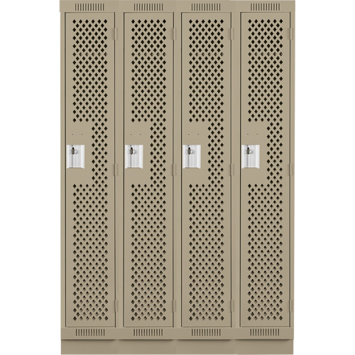 Clean Line Lockers, Bank of 4, 48" x 18" x 76", Steel, Beige, Rivet (Assembled), Perforated Distribution Jean Lapalme