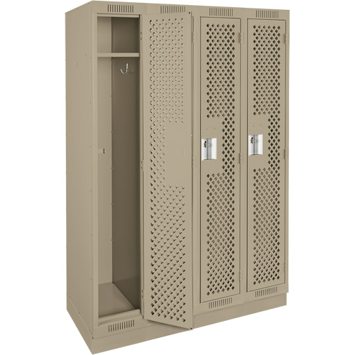 Clean Line Lockers, Bank of 4, 48" x 18" x 76", Steel, Beige, Rivet (Assembled), Perforated Distribution Jean Lapalme