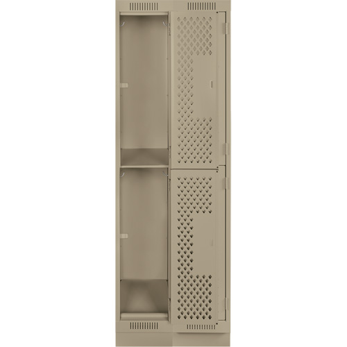 Clean Line Lockers, 2 -tier, Bank of 2, 24" x 12" x 76", Steel, Beige, Rivet (Assembled), Perforated Distribution Jean Lapalme