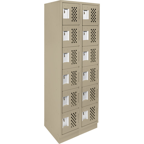 Clean-Line Perforated Lockerette, 6 -tier, Bank of 2, 12" x 72" x 12", Steel Distribution Jean Lapalme
