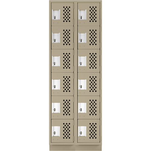 Clean-Line Perforated Lockerette, 6 -tier, Bank of 2, 12" x 72" x 12", Steel Distribution Jean Lapalme