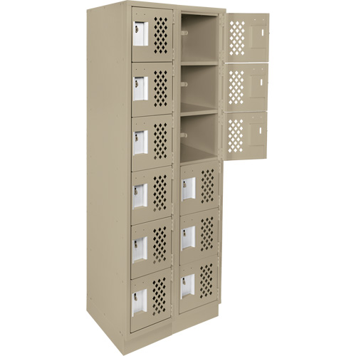 Clean-Line Perforated Lockerette, 6 -tier, Bank of 2, 12" x 72" x 12", Steel Distribution Jean Lapalme