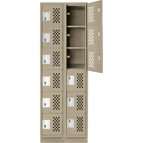 Clean-Line Perforated Lockerette, 6 -tier, Bank of 2, 12" x 72" x 12", Steel Distribution Jean Lapalme