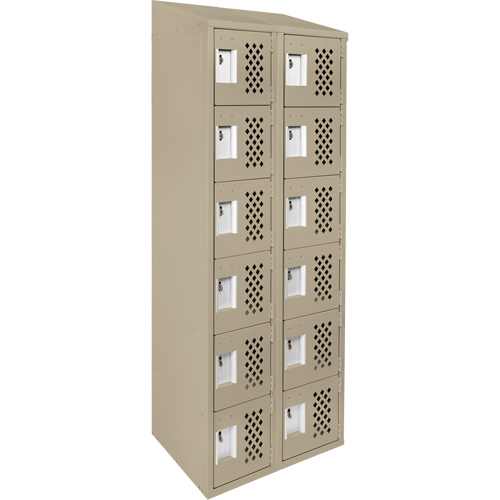 Assembled Lockerettes Clean Line Perforated Economy Lockers, 6 -tier, Bank of 2, 18" x 72" x 12", Steel Distribution Jean Lapalme