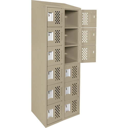 Assembled Lockerettes Clean Line Perforated Economy Lockers, 6 -tier, Bank of 2, 18" x 72" x 12", Steel Distribution Jean Lapalme
