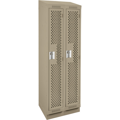 Clean Line Lockers, Bank of 2, 24" x 15" x 82", Steel, Beige, Rivet (Assembled), Perforated Distribution Jean Lapalme