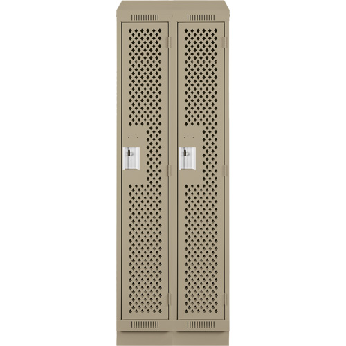 Clean Line Lockers, Bank of 2, 24" x 15" x 82", Steel, Beige, Rivet (Assembled), Perforated Distribution Jean Lapalme