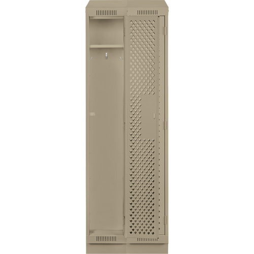 Clean Line Lockers, Bank of 2, 24" x 15" x 82", Steel, Beige, Rivet (Assembled), Perforated Distribution Jean Lapalme