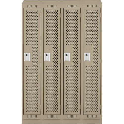 Clean Line Lockers, Bank of 4, 48" x 15" x 82", Steel, Beige, Rivet (Assembled), Perforated Distribution Jean Lapalme