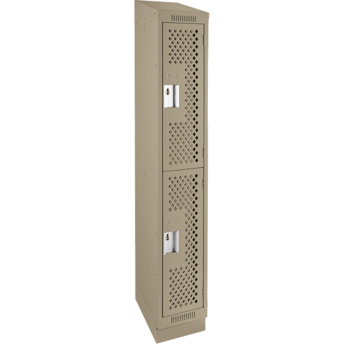 Casiers Clean Line, 2 niveaux, 12" x 12" x 82", Acier, Beige, Rivet (assembl&eacute;), Perfor&eacute; Distribution Jean Lapalme