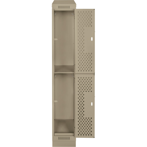 Casiers Clean Line, 2 niveaux, 12" x 12" x 82", Acier, Beige, Rivet (assembl&eacute;), Perfor&eacute; Distribution Jean Lapalme