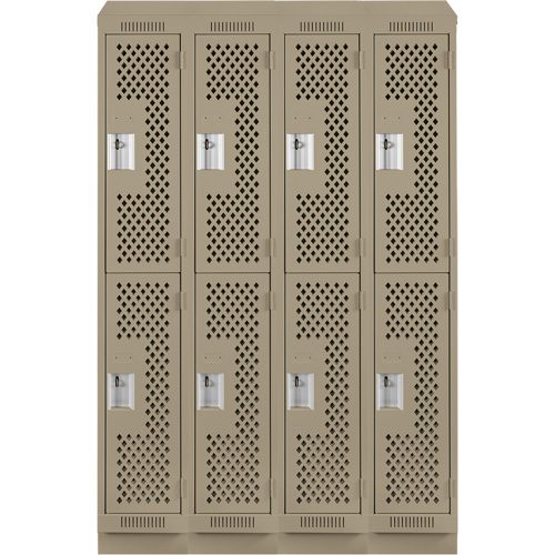 Clean Line Lockers, 2 -tier, Bank of 4, 48" x 15" x 82", Steel, Beige, Rivet (Assembled), Perforated Distribution Jean Lapalme